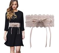 Trimming Shop Women's Waist Belt Hollow Lace Obi Belt Bow Tie Wrap Around PU Leather Cinch Bowknot Waistband for Wedding Dresses, Daily Wear, 100mm Wide