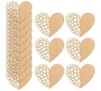 Trimming Shop Wooden Hearts Embellishments 10x10cm Wooden Blanks Love Tags Heart Wood Cutouts with Hole Rustic Wooden Tokens for Valentine's Day, Wedding Party (Hollow Heart, 10 Pcs)