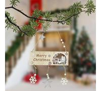 Trimming Shop Wooden Merry Christmas Hanging Sign, Silver Plaque, 1pc | 20cm x 17cm x 2cm, Xmas Rustic Plaque with Reindeer Cut-Out, Snowflakes and Silver Glitter Star Ornaments, Xmas Decorations