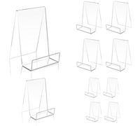 TRIMOU Clear Acrylic Book Stand and Display Easel with Ledge for Displaying Pictures, Albums, Comic Books, CDs, Artworks, Tablets and Other Items (5 Large+5 Small)