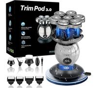 Trimpod 3.0 The Ultimate Shaver for Men, 7D Floating Head Bald Head Shaver with Nose Beard Trimmer, 6-in-1 Wet & Dry Grooming Kit, IPX7 Waterproof, Wireless Charging Dock, for Face and Body (1 Set)