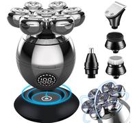 Trimpod 3.0 The Ultimate Shaver for Men Women, 7D Floating Heads Head Shaver for Bald Men, IPX7 Wet & Dry Wireless Charging Dock, 90-Min Run Time, 5 Attachments for Head Face & Body (Black)