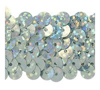 Trims by the Yard 3-Row Starlight Hologram Sequin Stretch Trim, 1 1/4-Inch Versatile Sequins for Crafts, Durable Sequin Trim for Costumes, Fashion, and Home Decor, 10 Yards Cut, Silver
