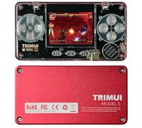 TRIMUI Model S Mini Handheld Game Console, 2 inch Small IPS Screen Retro Video Game Console, 64G TF Card, Metal Upgraded Version, ARM628 Processor (Red-32GB)
