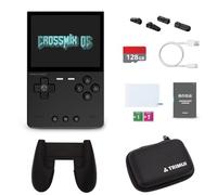TRIMUIBRICK Handheld Game Console + Surwish CrossMix OS with ROMs 128G TF Card Game Controller Game Controller Tempered Film, 3.2 Inch Video Gaming Consoles for Family Indoor Games (Black - 128G)
