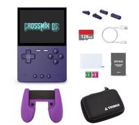 TRIMUIBRICK Handheld Game Console + Surwish CrossMix OS with ROMs 128G TF Card Game Controller Game Controller Tempered Film, 3.2 Inch Video Gaming Consoles for Family Indoor Games (Purple - 128G)