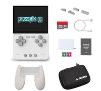 TRIMUIBRICK Handheld Game Console + Surwish CrossMix OS with ROMs 256G TF Card Game Controller Game Controller Tempered Film, 3.2 Inch Video Gaming Consoles for Family Indoor Games (White - 256G)