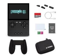 TRIMUIBRICK Handheld Game Console + Surwish CrossMix OS with ROMs 256G TF Card Game Controller Game Controller Tempered Film, 3.2 Inch Video Gaming Consoles for Family Indoor Games (Black - 256G)