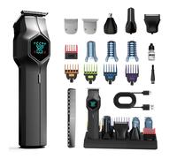TRIMX Beard Trimmer for Men, Magnetic Snap-on Replacement Heads & Charging Dock, IPX7 Waterproof Cordless Hair Clippers, Mens Grooming Kits for Mustache/Body/Face/Ear/Nose, Gray