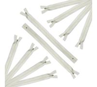 Trimz 10 Pack Cream Closed End Zips - 20cm (8 Inch) - 4mm Teeth Polyester Zipper for Sewing, Dressmaking and Crafts