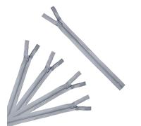 Trimz 10 Pack Grey Autolock Closed End Zips - 20cm (8 Inch) - Nylon Zips with 4mm Teeth for Sewing, Dressmaking and Crafts