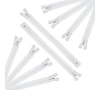 Trimz 10 Pack White Closed End Zips - 20cm (8 Inch) - 4mm Teeth Polyester Zipper for Sewing, Dressmaking and Crafts