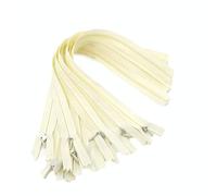 Trimz 10 Pcs Cream Invisible Zips - 60cm (24 Inch) Concealed Zippers for Dressmaking, Bridal Wear and Soft Furnishings