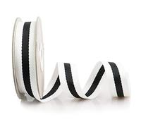 Trimz 10mtrs x 30mm Heavy Duty Polyester Webbing - White, Black Stripe | Trimz1907-30-63