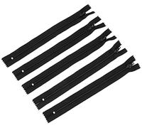 Trimz 20cm (~8inch) Black one Way end Stop Zip with 4mm Teeth 5 Pcs, Polyester, 20 cm