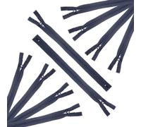 Trimz 20cm (~8inch) Navy one Way end Stop Zip with 4mm Teeth 10 Pcs, Polyester, 20 cm