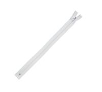 Trimz 20cm (~8inch) White one Way end Stop Zip with 4mm Teeth 1Pc, Polyester, 20 cm