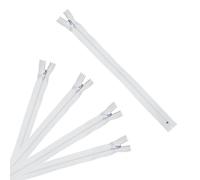 Trimz 20cm (~8inch) White one Way end Stop Zip with 4mm Teeth 5Pcs, Polyester, 20 cm