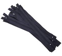 Trimz 25cm (~10inch) Navy one Way end Stop Zip with 4mm Teeth x 10Pcs, Polyester, 25 cm