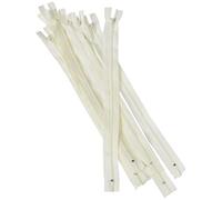 Trimz 30cm (~12inch) Cream one Way end Stop Zip with 4mm Teeth 10 Pcs, Polyester, 30 cm