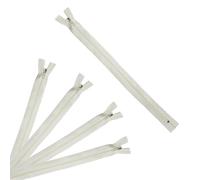 Trimz 30cm (~12inch) Cream one Way end Stop Zip with 4mm Teeth 5 Pcs, Polyester, 30 cm