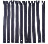 Trimz 40cm (~16inch) Navy one Way end Stop Zip with 4mm Teeth 10 Pcs, Polyester, 40 cm