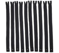 Trimz 40cm (~16inch) one Way end Stop Zip with 4mm Teeth - Black x 10Pcs, Polyester, 40 cm