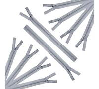 Trimz 45cm (~18inch) one Way end Stop Zip with 4mm Teeth - Grey x 10Pces, Polyester, 45 cm