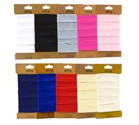 Trimz Bias Binding 10 x 5m Bundle - Bulk Value Pack (White, Black, Navy, Red, Pink, Fuchsia, Ivory, Cream, Royal Blue, Grey)