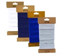 Trimz Bias Binding 3 x 5m +10m Bundle - Studio Essentials Set - Cool Craft Studio (Grey, Royal Blue, Navy, 10m White)