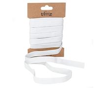Trimz Braided Flat Elastic, White, 12mm x 5m