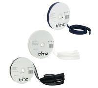 Trimz Daily Essentials Trio (White, Black, Navy) - 3-Pack Fine 100% Cotton Bias Binding Tape (14mm) - 60 Meters Total - Narrow Folded Edging for Apparel, Baby Clothes & Seam Finishing