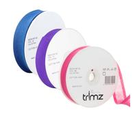 Trimz Electric Brights Trio (Shocking Pink, Purple & Malibu Blue) 3-Pack Premium 100% Cotton Bias Binding Tape (25mm) - 60 Meters Total - Edging for Costumes, Dancewear & Festival Crafts