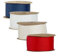 Trimz Grosgrain Ribbon Luxury Wide Ribbon Set - 40mm x 5m Reels - White, Red, Navy, Ivory