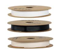 Trimz Grosgrain Ribbon Monochrome Mix - White, Black, Ivory, 15mm x 5m Reels - White, Black, Ivory