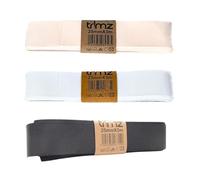 Trimz Grosgrain Ribbon Neutral Essentials - 25mm x 3m Wraps - Black, White, Ivory