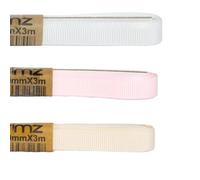 Trimz Grosgrain Ribbon Pastel Bundle - 15mm x 3m Wraps - Pink, Ivory, White