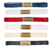 Trimz Grosgrain Ribbon Ribbon Essentials Pack - 15mm x 3m Wraps - Red, Navy, Black, Ivory, Pink, White