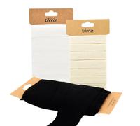 Trimz Herringbone Tape 5m Cards Project Starter Pack - Starter Ribbon Pack - 15 mm Natural, 25 mm White & 50 mm Black