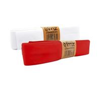 Trimz Polycotton Bias Binding Tape 3m Bundle - 2 Colour Set (Red & White) | Polycotton Bias Tape for Sewing, Dressmaking & Creative Crafts