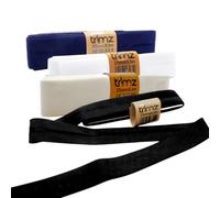 Trimz Polycotton Bias Binding Tape 3m Bundle - 4 Colour Pack (White, Ivory, Navy, Black) | Professional Dressmakers’ Bias for Sewing, Quilting & Crafts