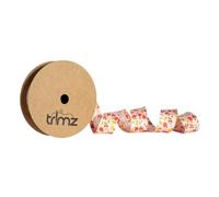Trimz Polycotton Floral Bias Binding 25mm, 20m - Fabric Edge Binding Tape for Sewing, Quilting & Dressmaking - Pink Red Yellow