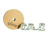 Trimz Polycotton Floral Bias Binding 25mm, 20m - Fabric Edge Binding Tape for Sewing, Quilting & Dressmaking - Cream Blue Green