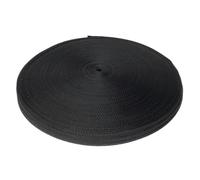 Trimz Polypropylene Herringbone Webbing - 25mm x 1m - Black Heavy Duty Strap for Bags, Crafts and DIY
