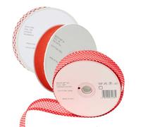 Trimz Red Pattern Mix (Solid Red, Gingham & Polka Dot) 3-Pack 100% Cotton Bias Binding Tape (25mm) - 60 Meters Total - Decorative Folded Edging for Kitchen Accessories, Aprons & Holiday Crafts