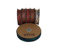 Trimz Tartan Bias Binding, Beige/Black/White/Red