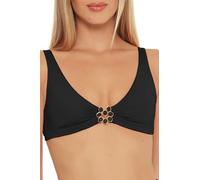 Trina Turk Women's Monaco Halter Bikini Top, Adjustable, Tie Back, Swimwear Separates, Black, 4