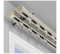Tringle à Rideau Murale - Système Rail Double Coulissant en Aluminium Robuste - Ensemble 430cm - Idéal pour Dét Intérieure, Rideaux Modernes, Champagne
