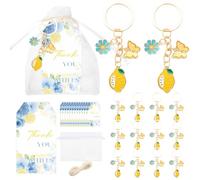 TrinhGuo 37 PCS She Found Her Main Squeeze Bridal Shower Favors - Main Squeeze Bridal Shower Decorations Keychain, Blue & Yellow Lemon Themed Wedding Bachelorette Party Decorations & Keychain Gifts
