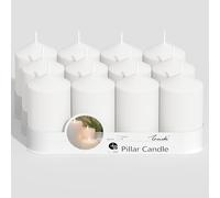 TRINIDa Pillar Candle 12 Packs, Unscented White Pillar Candles Multipack, 5W x 10H cm Church Candles with 18 Hours Long Burning, Vegan & Low Smoke Wax